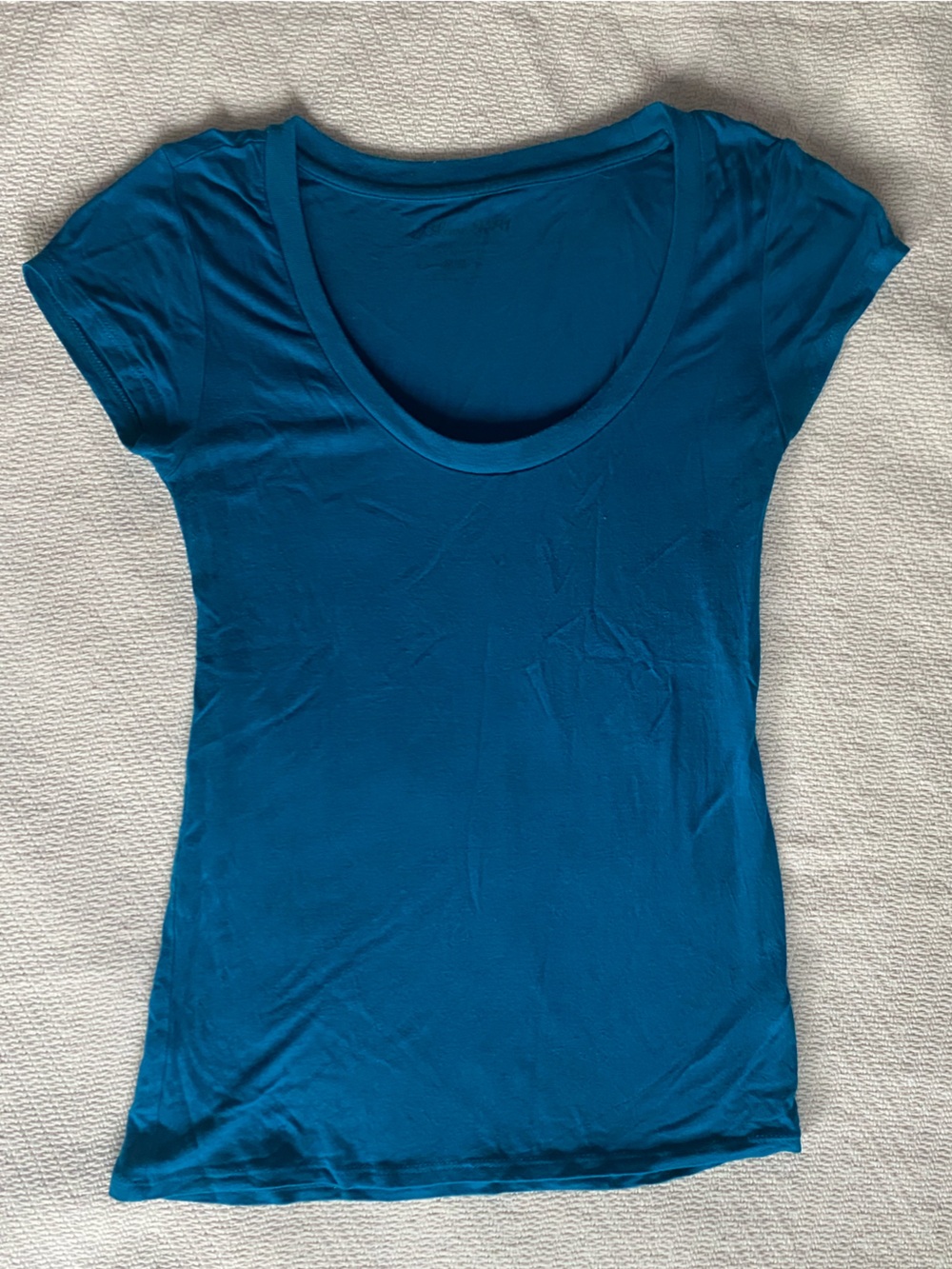 VTG Y2K Forever 21 Teal Scoop Neck Short Sleeve Top size Medium